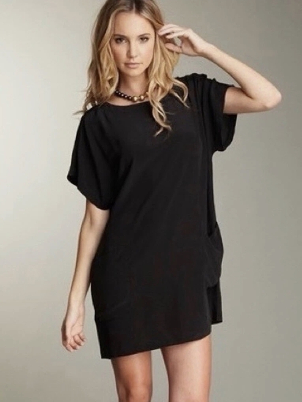 Joie Petunia Pocket Black Silk Dress